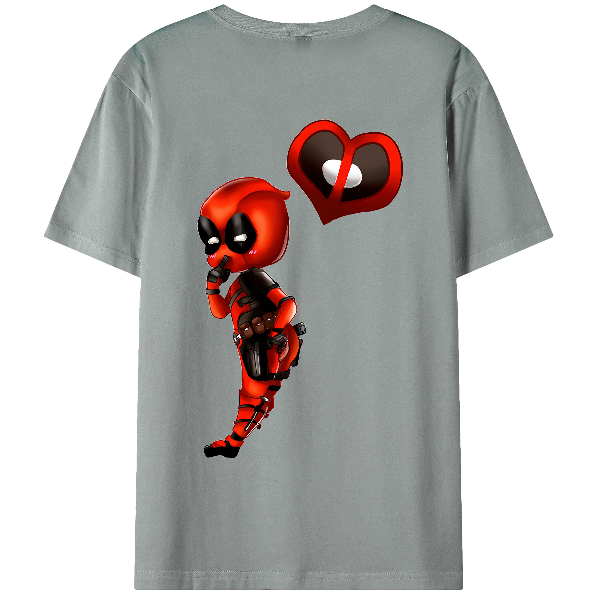 （画像用） Deadpool デッドプール 綿100％ メンズ半袖Tシャツ（バックプリント） 通気性